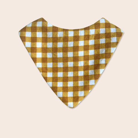 Mustard Gingham Flannelette Dribble Bib