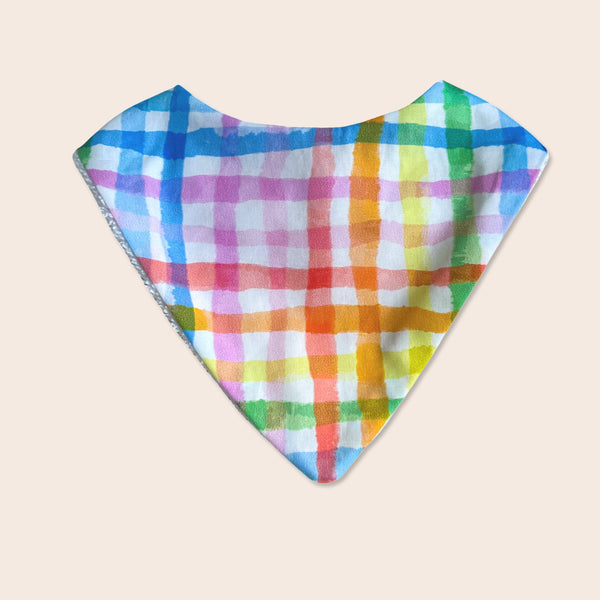 Rainbow Gingham Dribble Bib