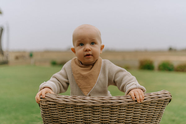 Beige Gingham Dribble Bib