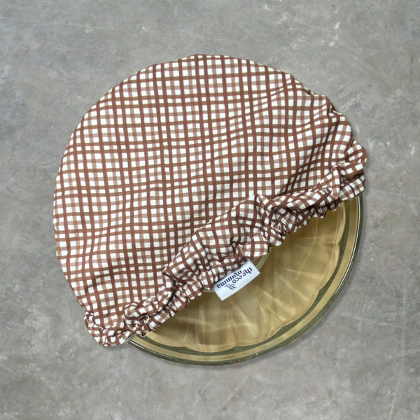 Chocolate Gingham Salad Bowl Cover